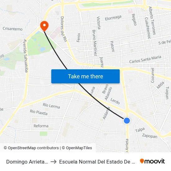 Domingo Arrieta, 814 to Escuela Normal Del Estado De Durango map