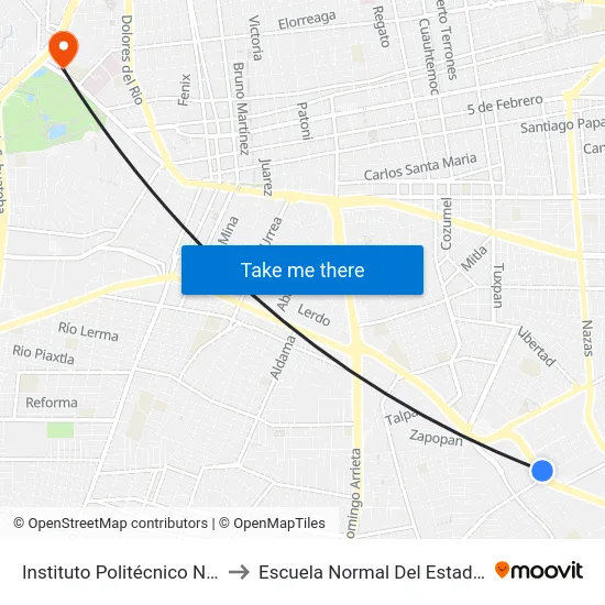 Instituto Politécnico Nacional, 154 to Escuela Normal Del Estado De Durango map