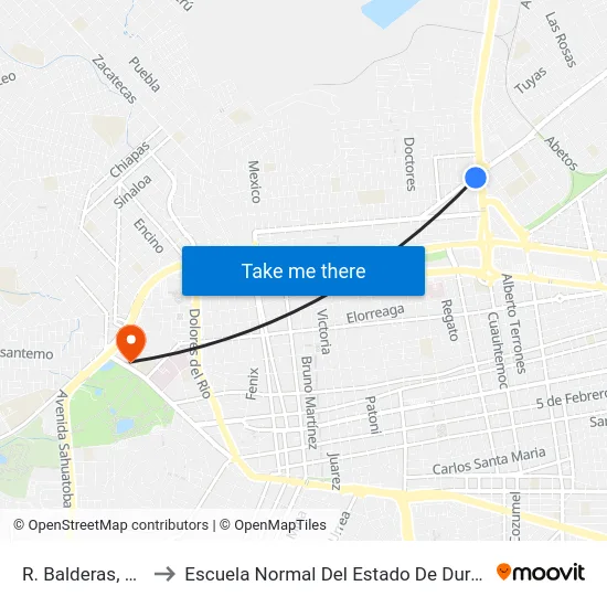 R. Balderas, 302 to Escuela Normal Del Estado De Durango map