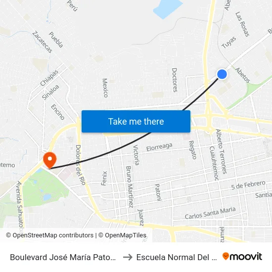 Boulevard José María Patoni, Sn-S Auditorio Cobach to Escuela Normal Del Estado De Durango map