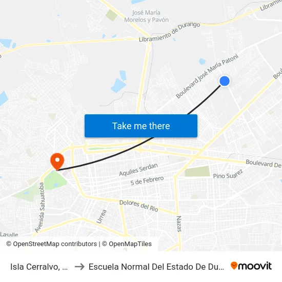 Isla Cerralvo, 329 to Escuela Normal Del Estado De Durango map