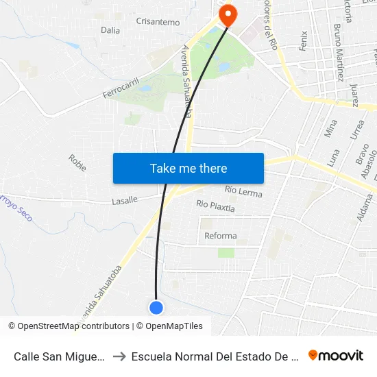 Calle San Miguel, 625 to Escuela Normal Del Estado De Durango map