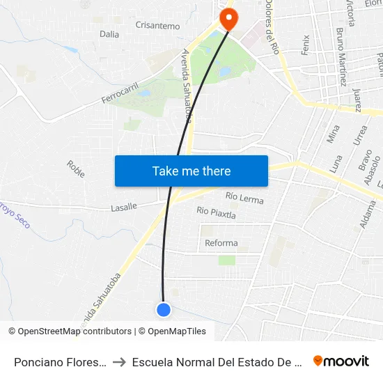 Ponciano Flores, 107 to Escuela Normal Del Estado De Durango map