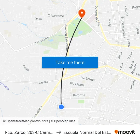 Fco. Zarco, 203-C Carniceria La Vaquita to Escuela Normal Del Estado De Durango map