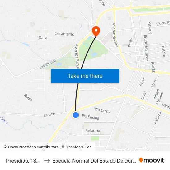 Presidios, 1303a to Escuela Normal Del Estado De Durango map