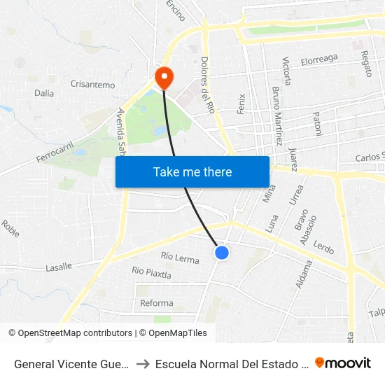 General Vicente Guerrero, 623 to Escuela Normal Del Estado De Durango map