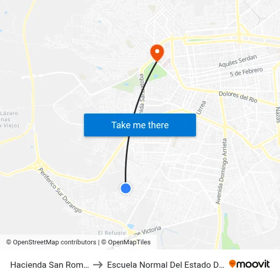 Hacienda San Román, 244 to Escuela Normal Del Estado De Durango map