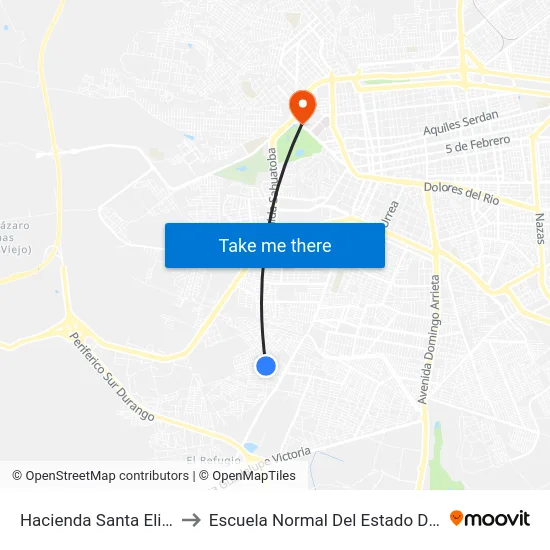 Hacienda Santa Elisa, 109 to Escuela Normal Del Estado De Durango map