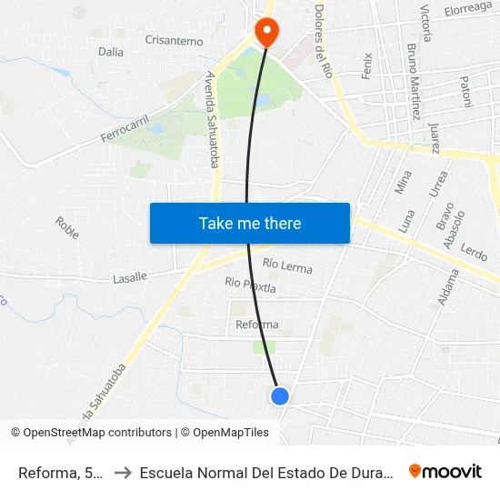 Reforma, 501 to Escuela Normal Del Estado De Durango map
