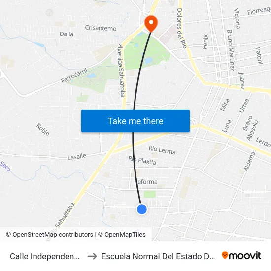 Calle Independencia, 301 to Escuela Normal Del Estado De Durango map