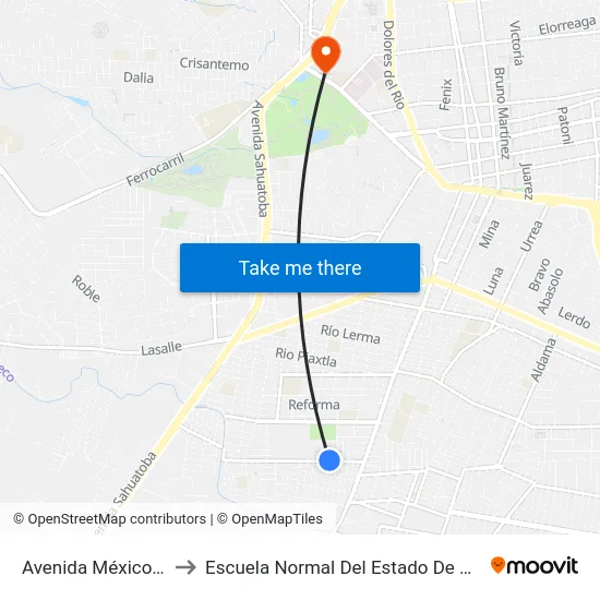 Avenida México, 701 to Escuela Normal Del Estado De Durango map