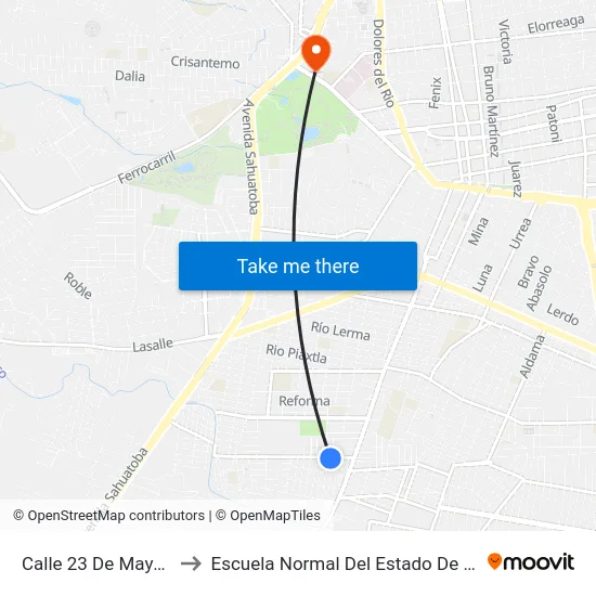 Calle 23 De Mayo, 302 to Escuela Normal Del Estado De Durango map