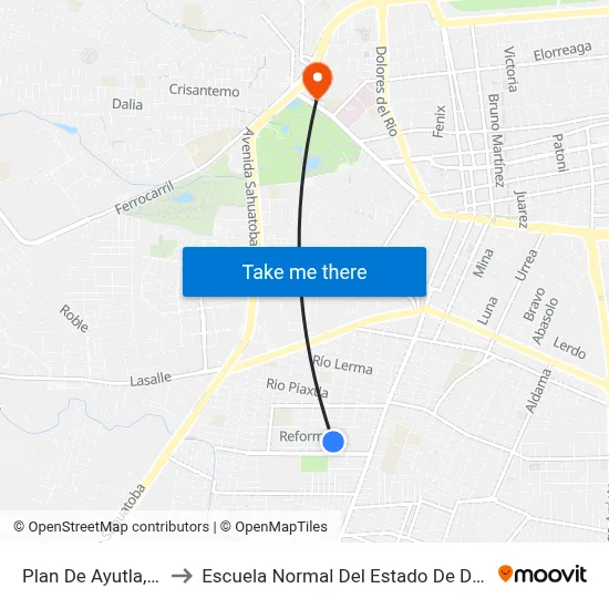 Plan De Ayutla, 502 to Escuela Normal Del Estado De Durango map