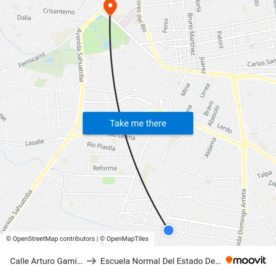 Calle Arturo Gamiz, 400 to Escuela Normal Del Estado De Durango map