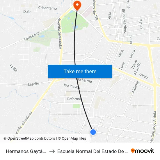 Hermanos Gaytán, 100 to Escuela Normal Del Estado De Durango map