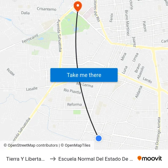 Tierra Y Libertad, 406 to Escuela Normal Del Estado De Durango map