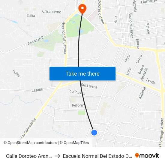 Calle Doroteo Arango, 600 to Escuela Normal Del Estado De Durango map