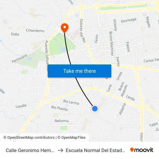 Calle Geronimo Hernandez, 306 to Escuela Normal Del Estado De Durango map