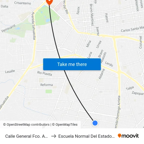 Calle General Fco. Arrieta, 427 to Escuela Normal Del Estado De Durango map