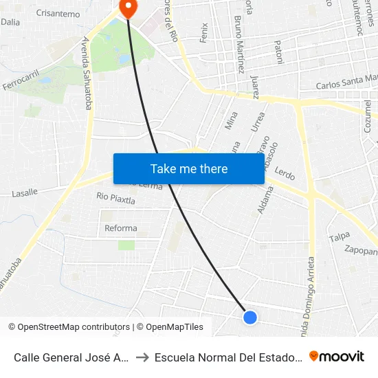 Calle General José Arrieta, 339 to Escuela Normal Del Estado De Durango map