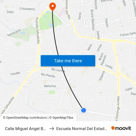 Calle Miguel Angel Barraza, 228 to Escuela Normal Del Estado De Durango map