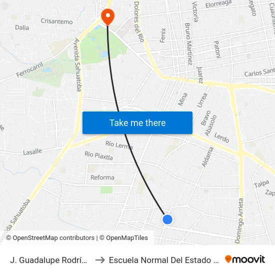 J. Guadalupe Rodríguez, 209 to Escuela Normal Del Estado De Durango map