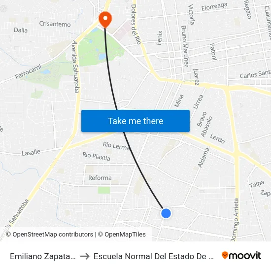 Emiliano Zapata, 127 to Escuela Normal Del Estado De Durango map