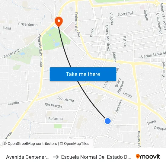 Avenida Centenario, 707 to Escuela Normal Del Estado De Durango map