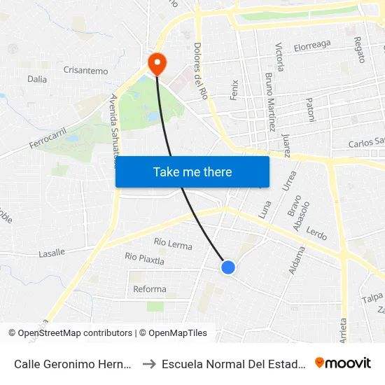 Calle Geronimo Hernandez, 405a to Escuela Normal Del Estado De Durango map