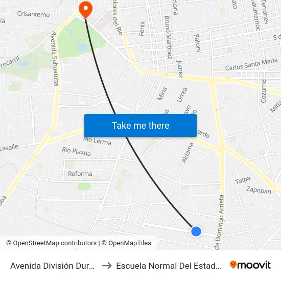 Avenida División Durango, 416d to Escuela Normal Del Estado De Durango map