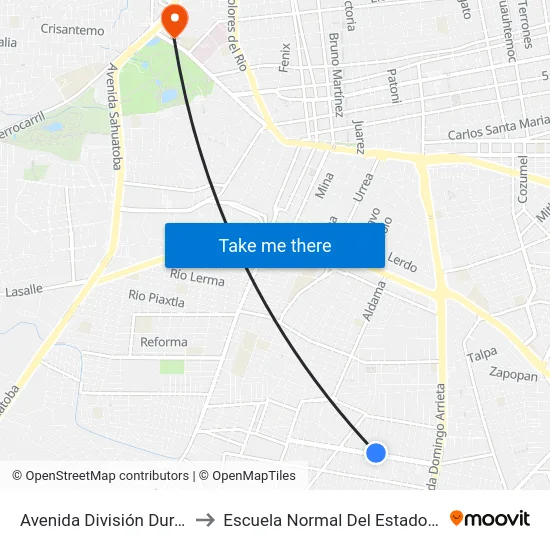 Avenida División Durango, 607 to Escuela Normal Del Estado De Durango map