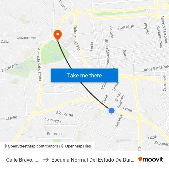 Calle Bravo, 713 to Escuela Normal Del Estado De Durango map