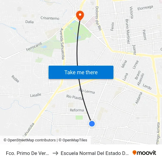 Fco. Primo De Verdad, Lb to Escuela Normal Del Estado De Durango map