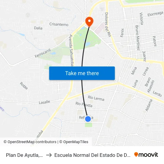 Plan De Ayutla, 613 to Escuela Normal Del Estado De Durango map