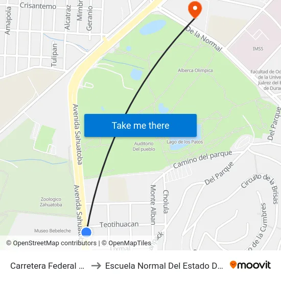Carretera Federal 40, 123 to Escuela Normal Del Estado De Durango map