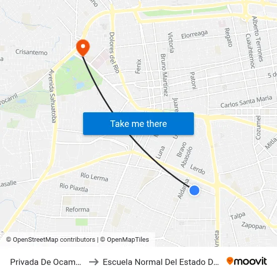 Privada De Ocampo, 435 to Escuela Normal Del Estado De Durango map