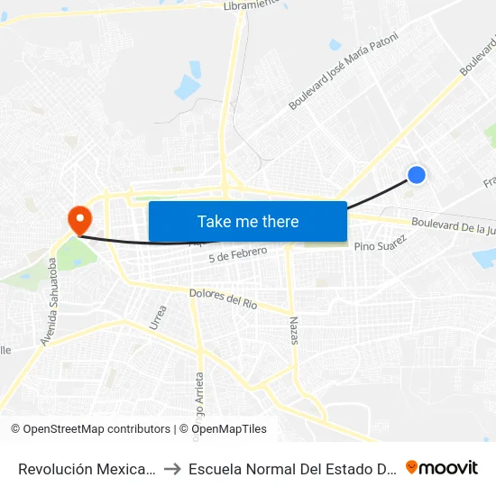 Revolución Mexicana, 302 to Escuela Normal Del Estado De Durango map