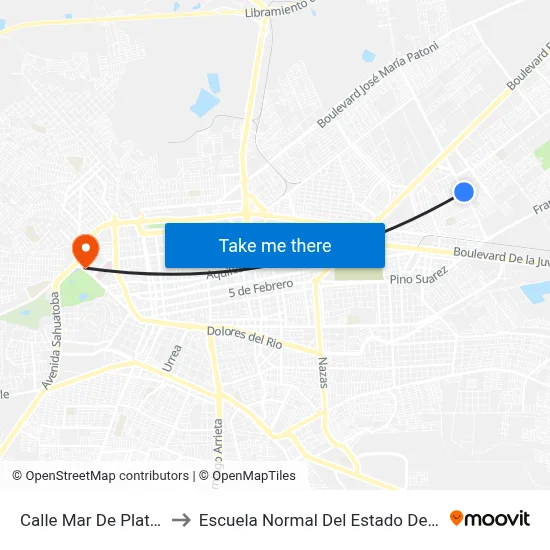 Calle Mar De Plata, 322 to Escuela Normal Del Estado De Durango map