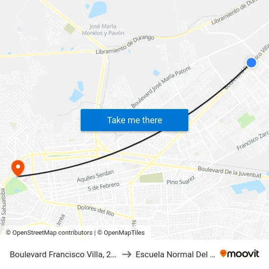 Boulevard Francisco Villa, 200-I Corporacion Durango to Escuela Normal Del Estado De Durango map