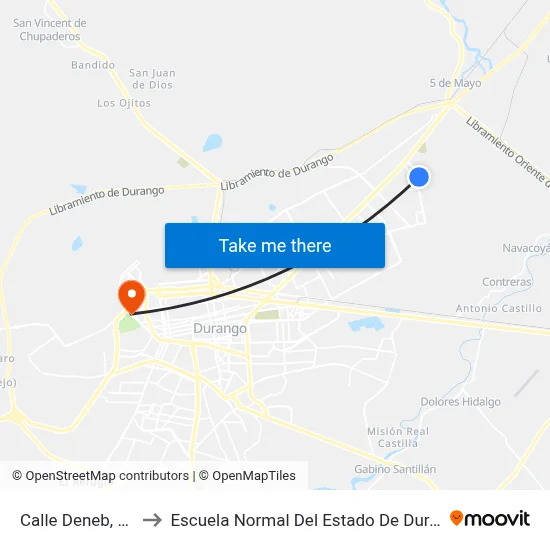 Calle Deneb, 316 to Escuela Normal Del Estado De Durango map