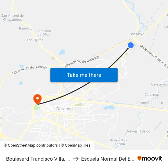Boulevard Francisco Villa, Sn-S Motel Del Norte to Escuela Normal Del Estado De Durango map