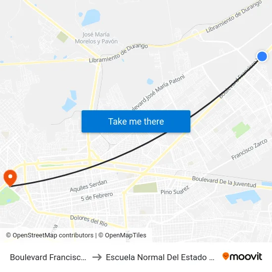 Boulevard Francisco Villa, 1 to Escuela Normal Del Estado De Durango map