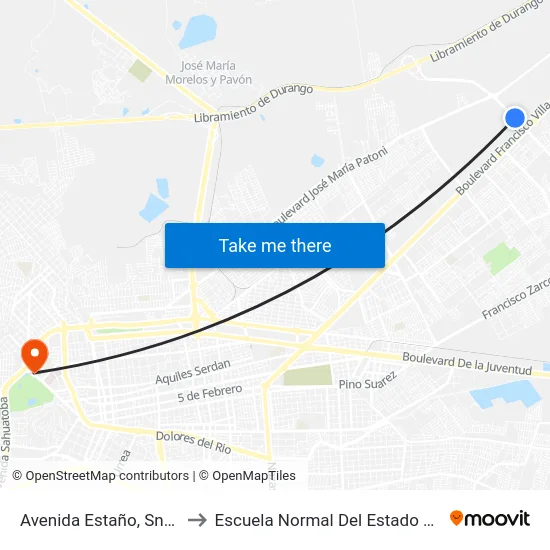 Avenida Estaño, Sn-I Indusa to Escuela Normal Del Estado De Durango map
