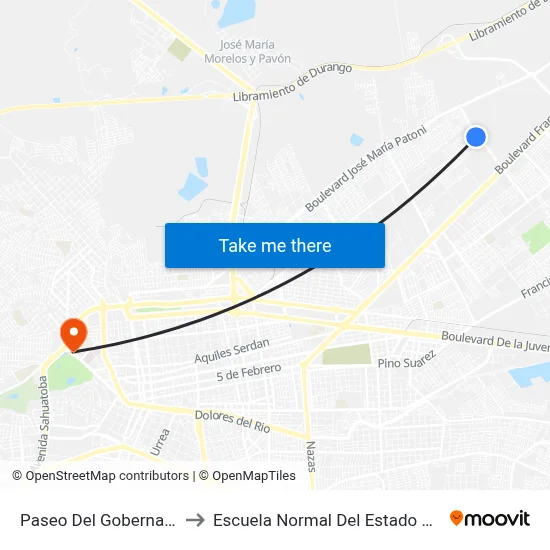 Paseo Del Gobernador, 300 to Escuela Normal Del Estado De Durango map