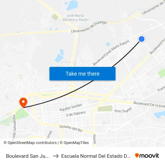 Boulevard San Juan, 100 to Escuela Normal Del Estado De Durango map