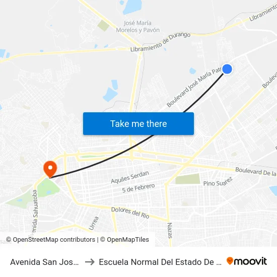 Avenida San Jose, 301 to Escuela Normal Del Estado De Durango map