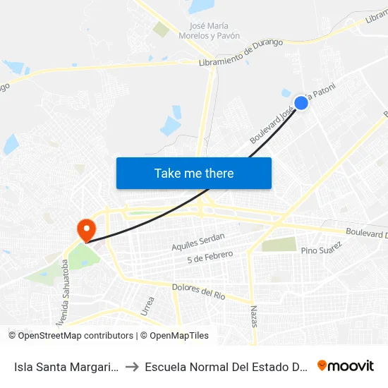 Isla Santa Margarita, 600 to Escuela Normal Del Estado De Durango map