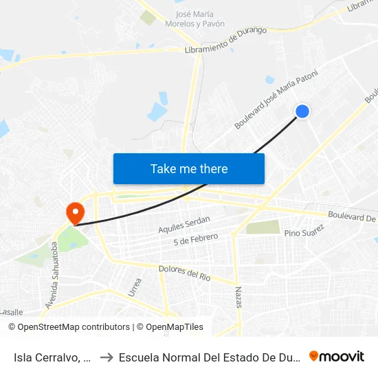 Isla Cerralvo, 516 to Escuela Normal Del Estado De Durango map