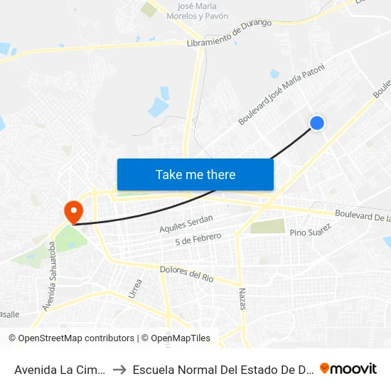 Avenida La Cima, Lb to Escuela Normal Del Estado De Durango map