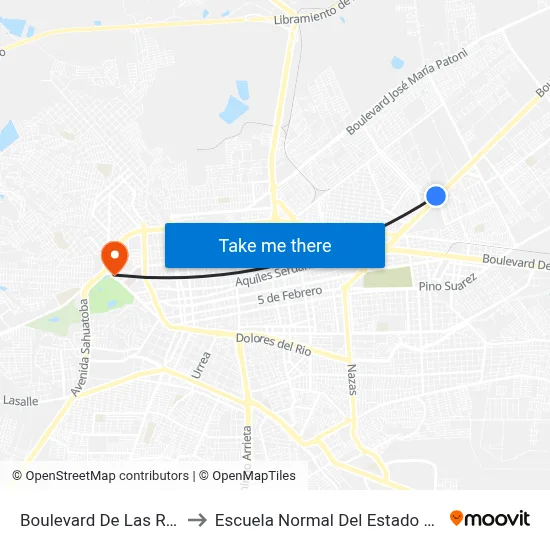 Boulevard De Las Rosas, 38 to Escuela Normal Del Estado De Durango map